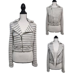 BCBG MaxAzria Jacket | Moto Jacket | Stripe Knitted Top for Women Size XS